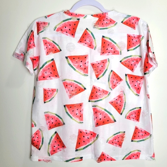 Watermelon Novelty Print Distressed Tee Top‎ Size M - Picture 2 of 6